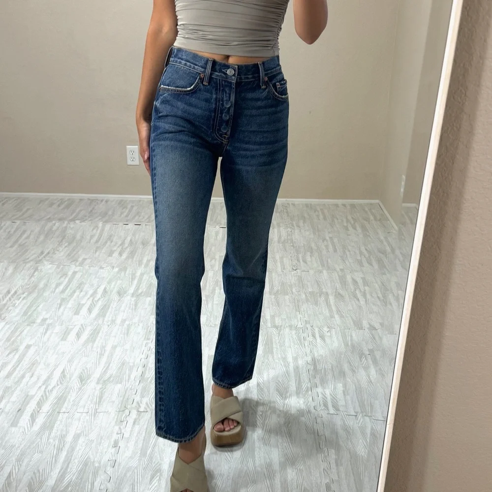 GRLFRND Straight Leg Jeans in Dark Blue Denim - Picture 9 of 13